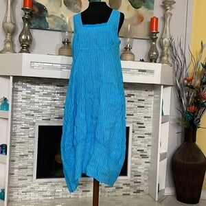 Bohabille Paris Linen Striped Tapered Hem made in Italy Dress M